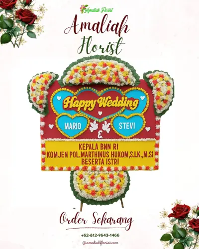 Karangan Papan Bunga Pernikahan di Teling Atas